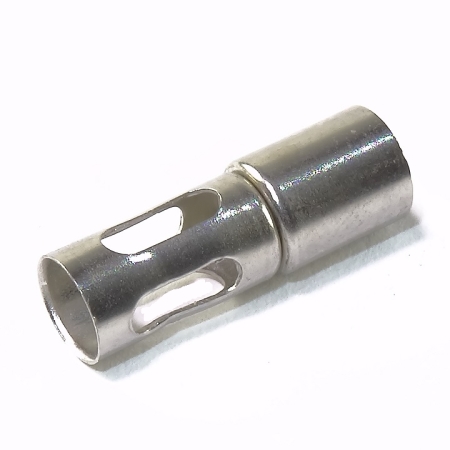 Nickel-plated brass Rajah straight cage terminal connector.